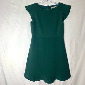 LOFT green capped sleeved lettuce hemmed dress
